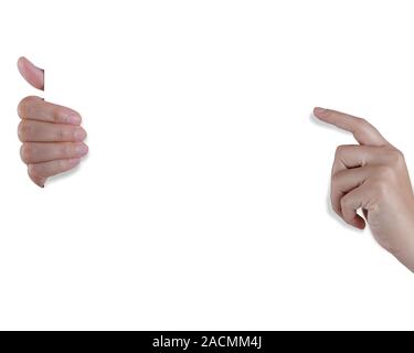 Hand, die weiße Leere Papier Stockfoto