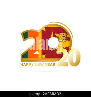 Jahr 2020 mit Sri Lanka. Frohes Neues Jahr Design. Vector Illustration. Stock Vektor