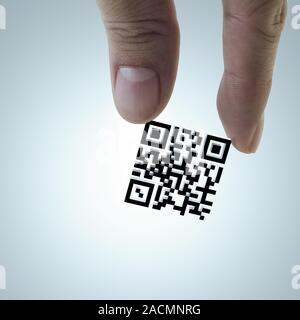 Hand picks QR-Code Stockfoto