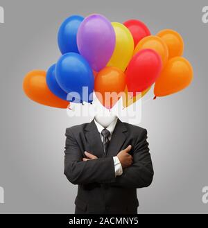 Luftballons Leiter Business Mann als Erfolgskonzept Stockfoto