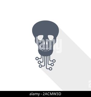 Vektor Icon, Virus, Schaltung, Schädel, Hack, Hacker, flache Bauform Abbildung im EPS 10 mit leeren Platz kopieren Stock Vektor