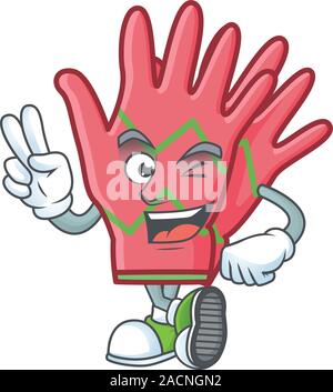 Weihnachten Handschuhe Charakter Cartoon Stil mit zwei Fingern Stock Vektor