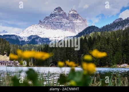 Bild der Landschaft in der Nähe der Drei Zinnen in Südtirol in Italien Stockfoto