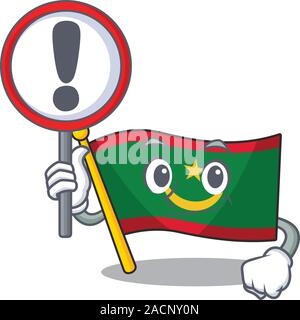 Cartoon Stil der Flagge Mauretanien mit Schild in der Hand Stock Vektor