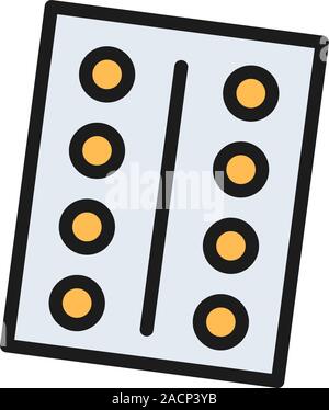 Vektor Blister mit Pillen flachen Farbe Symbol. Stock Vektor