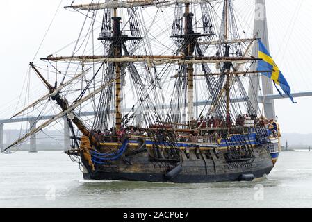 Götheborg III (2003): Schwedische dreimaster Square, 47 m lang, Replikat des aus dem 18. Jahrhundert Indiaman, homeport: Göteborg, Schweden. Stockfoto