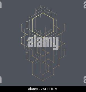 Abstrakte geometrische Linien. Anschluss und sozialen Netzwerk. Konzept mit Linien und Punkten. Minimalistisches Design. Stock Vektor