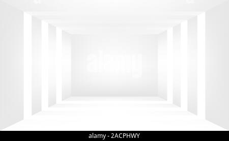 Leeren weißen Raum. Leere Zimmer, Wand und Boden innen Hintergrund. Abstrakten 3d Innenraum. Stock Vektor