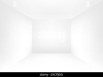 Leeren weißen Raum. Leere Zimmer, Wand und Boden innen Hintergrund. Abstrakten 3d Innenraum. Stock Vektor