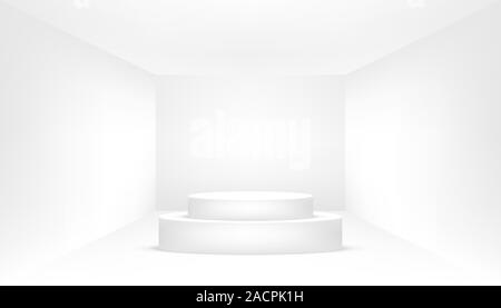 Weißen Podium in einem leeren weißen Raum. Leeren weißen Raum. Stock Vektor