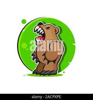 Grizzly Maskottchen, Team Logo, tragen Vektor Stock Vektor