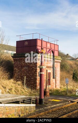 Wasserturm in Appleby Bahnhof an der Bahnstrecke Carlile zu vereinbaren. Stockfoto