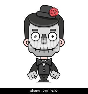 Mexikanischen Tag der Toten, lackiert das Gesicht eines lächelnden Totenkopf mit einer Rose. Vektor Stock Vektor