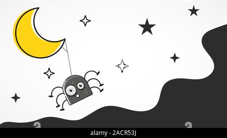 Cute Spider und Web-sites über Grauer Hintergrund Vektor Stock Vektor