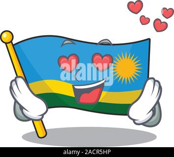 Falling In Love Happy cute Flagge Ruanda cartoon Design Stock Vektor