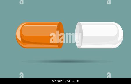 Kapsel Pille mock up Hand gezeichnet Cartoon Stil. Flach und Farbe Vector Illustration. Stock Vektor