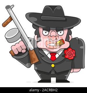 Gangster Mann mit einer Pistole Kunst Retro Stil Vector Illustration. Stock Vektor