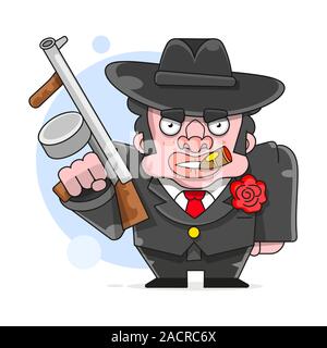 Gangster Mann mit einer Pistole Kunst Retro Stil Vector Illustration. Stock Vektor