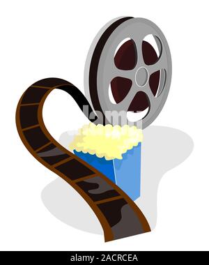 Film Reel mit Popcorn Stockfoto