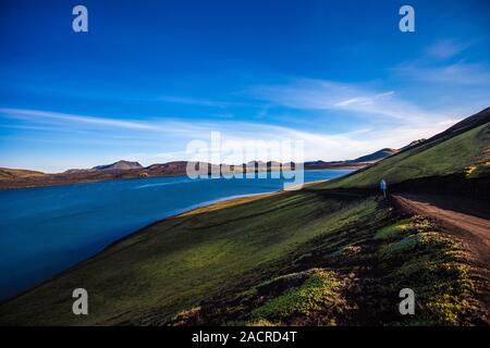 Breites Flussbett in der Nähe von Landmannalaugar Stockfoto