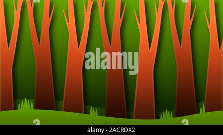 Natürliche Landschaft Cartoon Hintergrundbild dichten Wald Stock Vektor