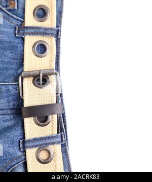 Blue Jeans und Ledergürtel Stockfoto