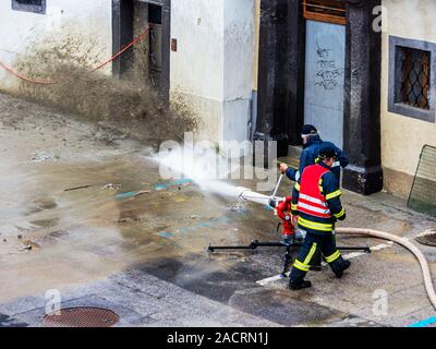 Hochwasser 2013 in Steyr, Österreich Stockfoto