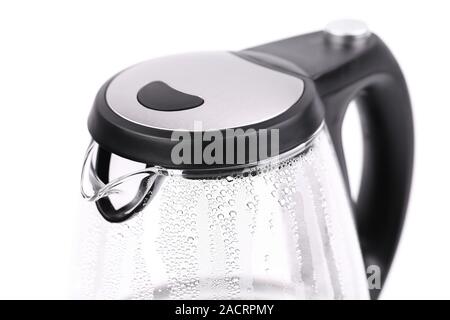 Wasser kocht in der Glas-Wasserkocher. Stockfoto