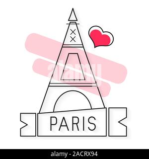 Tower Eiffel Paris Schriftzug. Vektor-illustration Stock Vektor