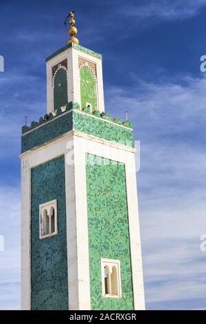 Minarett der Medersa Bou Inania Moscheen Stockfoto