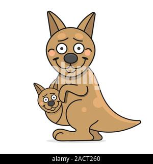 Cute Kangaroo Cartoon geeignet für Grußkarten, Poster Stock Vektor