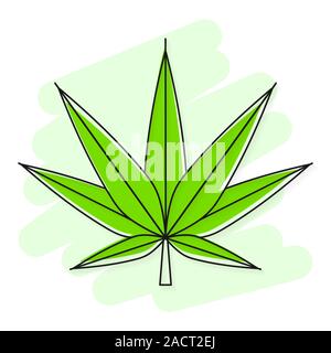 Grüne Cannabis marihuana Hanf Blatt flach Vektor Symbol für Apps Stock Vektor