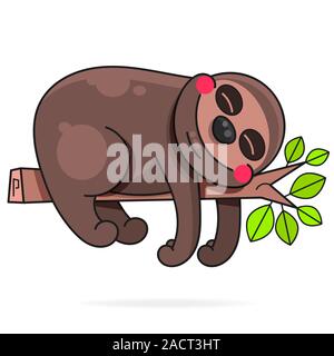 Süße Hand gezeichnet Faultiere, Vektor geeignet für Grußkarten, Poster oder T-Shirt drucken. Stock Vektor