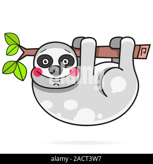 Süße Hand gezeichnet Faultiere, Vektor geeignet für Grußkarten, Poster oder T-Shirt drucken. Stock Vektor