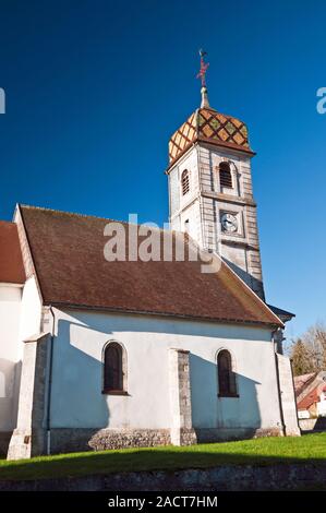 La Chaux-du-Dombief Kirche, Jura (39), Bourgogne-Franche-Comte, Frankreich Stockfoto