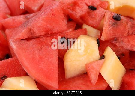 Stücke von Wassermelone und Melone Stockfoto