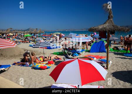 Blick über das Resort von Ca'n Picafort, Bucht von Alcudia, Insel Mallorca, Balearische Inseln, Spanien Stockfoto