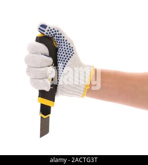 Handschuhe mit Messer geben. Stockfoto