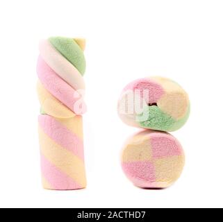 Nahaufnahme von bunten Marshmallows. Stockfoto