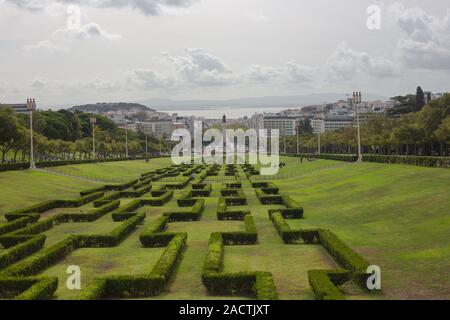 Lissabon, Portugal - 22. SEPTEMBER 2019: Der Park Eduardo VII ist ein öffentlicher Park nördlich der Avenida da Liberdade und den Marquis von Pombal Stockfoto
