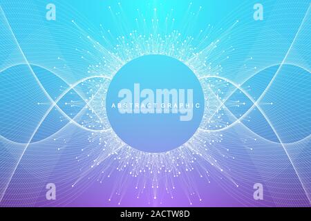 Geometrische abstrakt hintergrund Erweiterung des Lebens. Bunte explosion Hintergrund mit angeschlossenen Leitung und Punkten, Wave fließen. Grafik Hintergrund explosion Stock Vektor