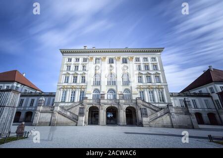 Schloss Nymphenburg in München, Langzeitbelichtung Stockfoto