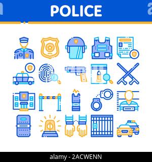 Polizei Sammlung Icons Set Vector Stock Vektor