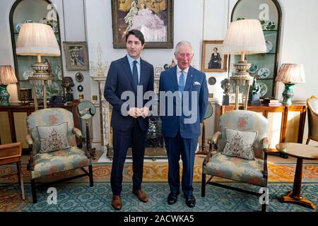 Der Prinz von Wales trifft kanadische Premierminister Justin Trudeau im Clarence House, Central London, als Staats- und Regierungschefs der NATO-Mitglieder sammeln bis 70 Jahre der Allianz. PA-Foto. Bild Datum: Dienstag, Dezember 3, 2019. Photo Credit: Victoria Jones/PA-Kabel Stockfoto