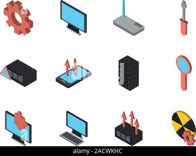 Bündel der Datenserver ein Symbole Stock Vektor