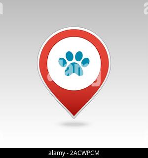 Dog paw Pin Symbol Karte. Kartenzeiger. Karte Markierungen. Ziel Vektor icon. GPS-Symbol. Mapping pins Symbol EPS 10 Vektor Datei hat Transparenz Stock Vektor