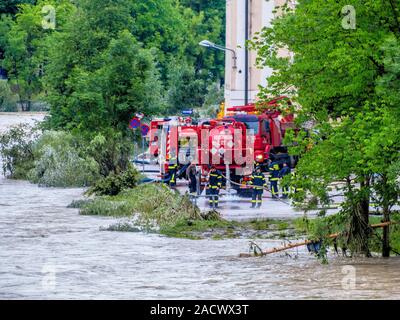 Hochwasser 2013 in Steyr, Österreich Stockfoto