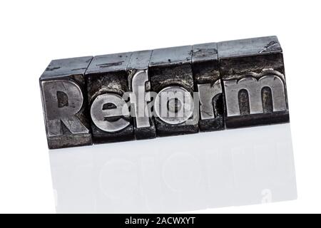 Reform in der Leitung Buchstaben geschrieben Stockfoto