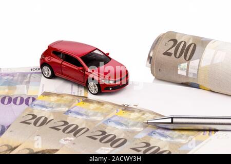 Kaufvertrag für das neue Auto Stockfoto