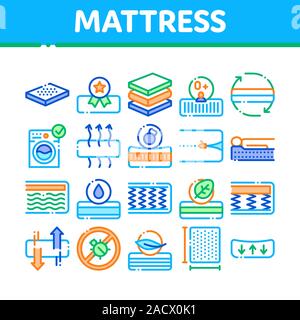 Matratze orthopädische Sammlung Icons Set Vector Stock Vektor